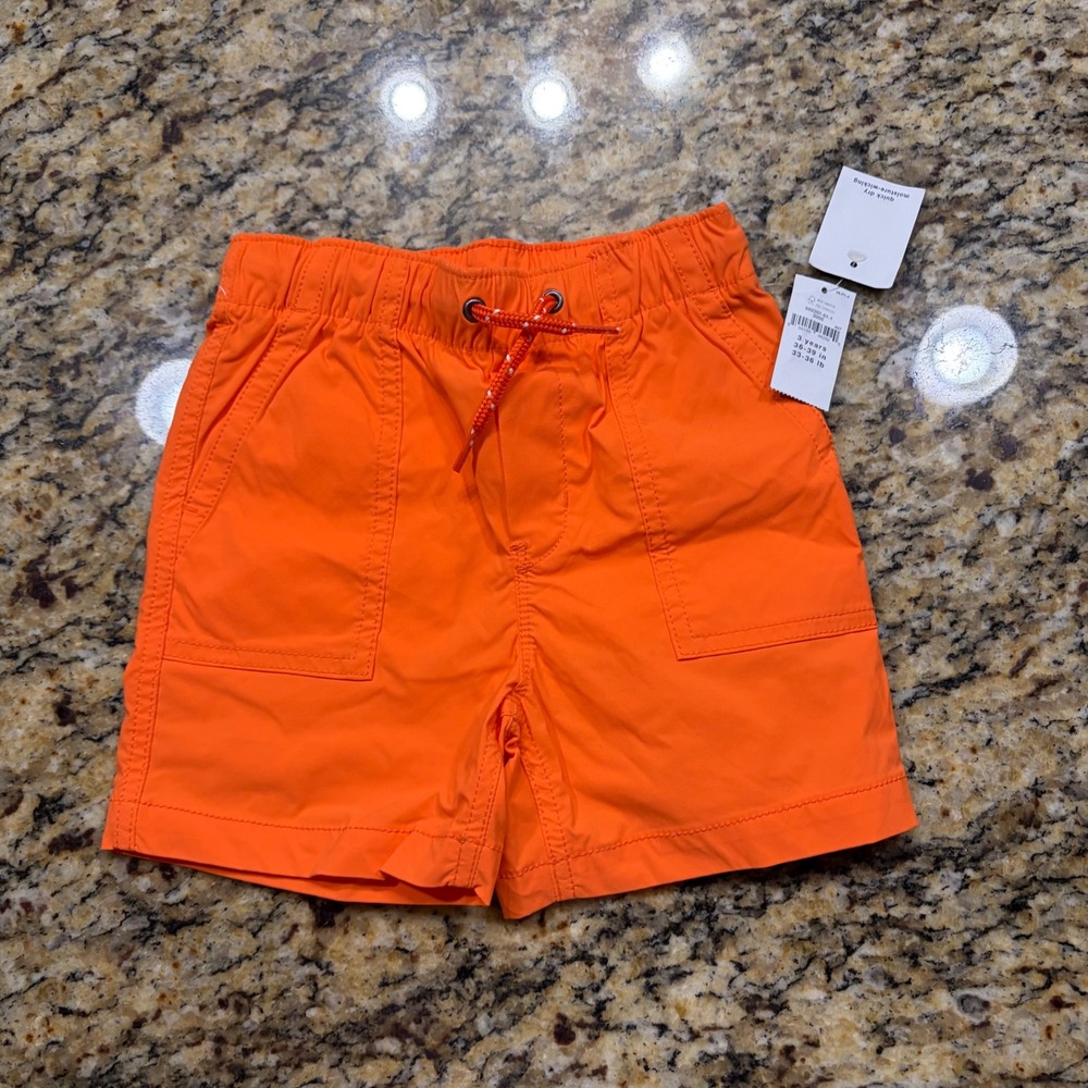 NEW Gap Toddler Boys Quick-Dry Pull-On Shorts Neon Orange 3 Years ws
